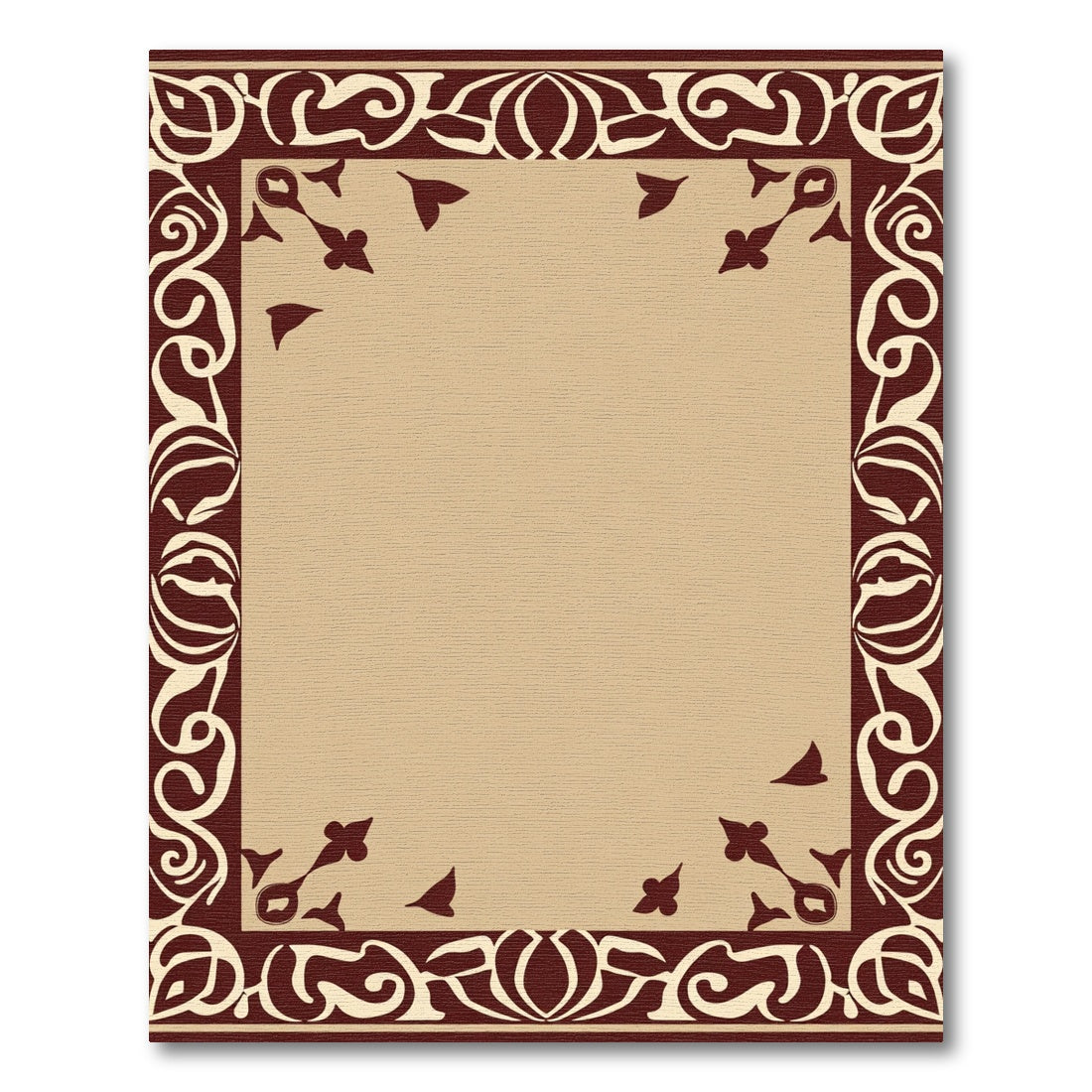 Ornate Crimson Floral Border Rug