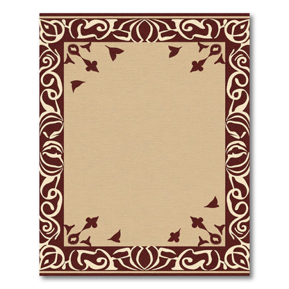 Ornate Crimson Floral Border Rug