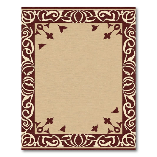 Ornate Crimson Floral Border Rug