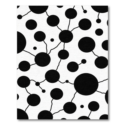 Black Interconnected Circles White Rug