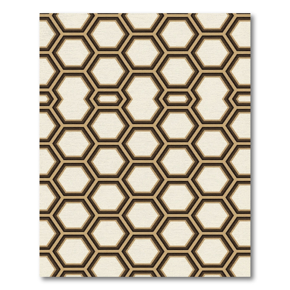 Modern Minimalist Geometric Cream Hexagon Rug