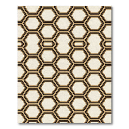 Modern Minimalist Geometric Cream Hexagon Rug