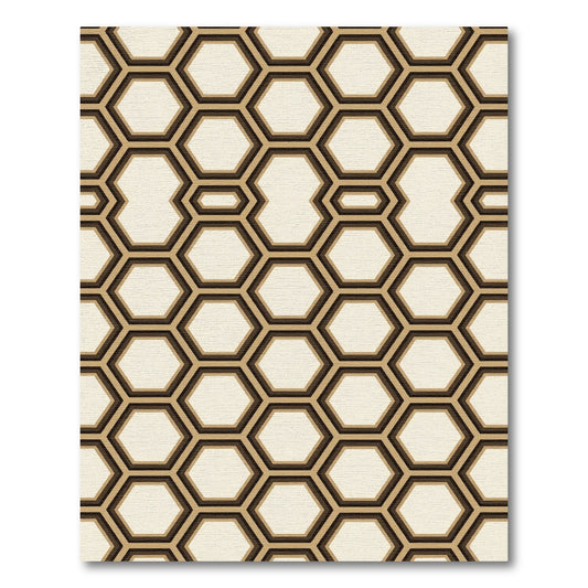 Modern Minimalist Geometric Cream Hexagon Rug