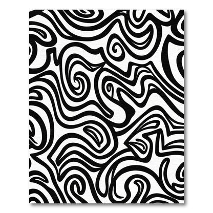 Bold Black Swirl Abstract Rug