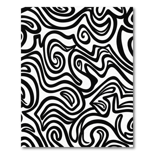 Bold Black Swirl Abstract Rug