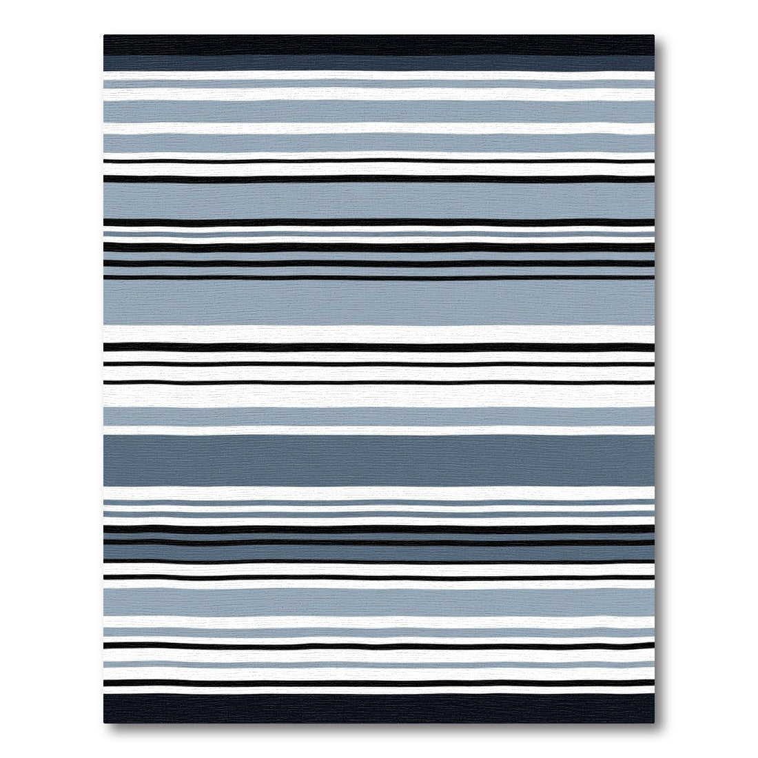 Modern Blue White Black Stripe Rug