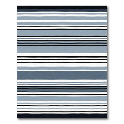 Modern Blue White Black Stripe Rug