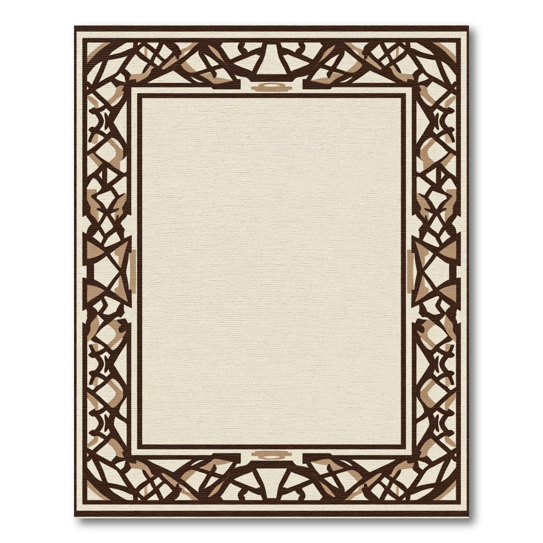Brown White Geometric Interlocking Lattice Rug