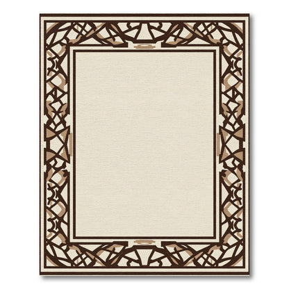 Brown White Geometric Interlocking Lattice Rug