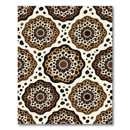Brown Leopard Spot Floral Medallion Rug
