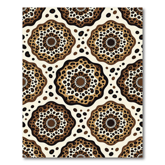 Brown Leopard Spot Floral Medallion Rug