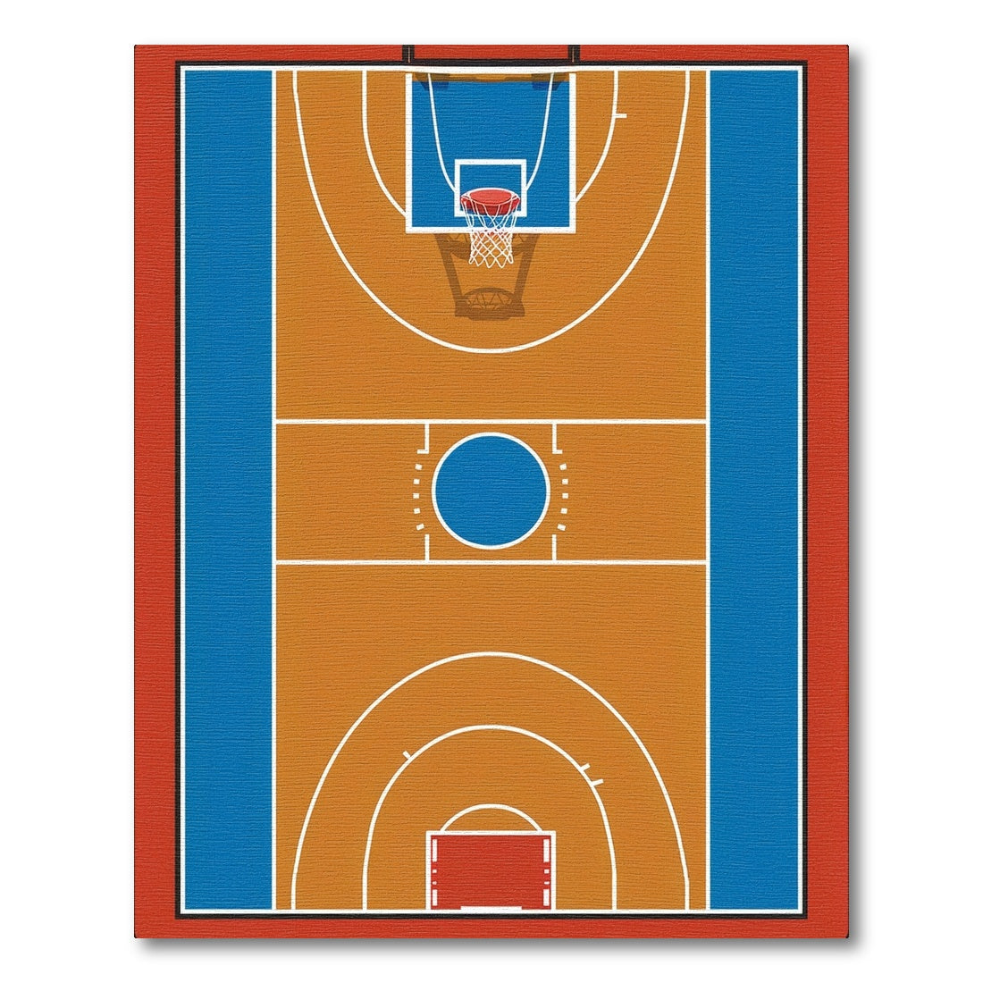 Bold Tan Blue Basketball Court Rug