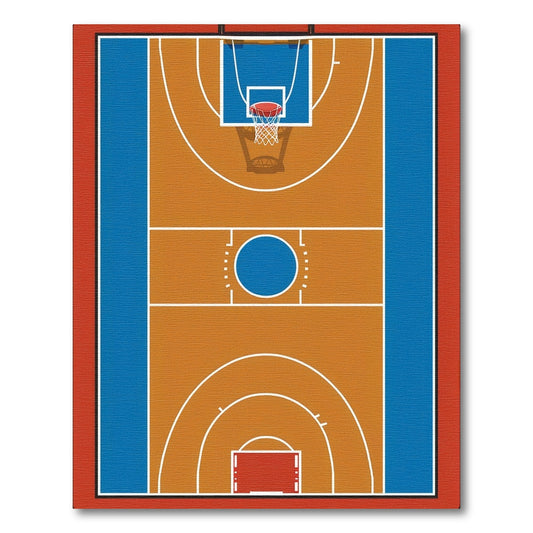 Bold Tan Blue Basketball Court Rug