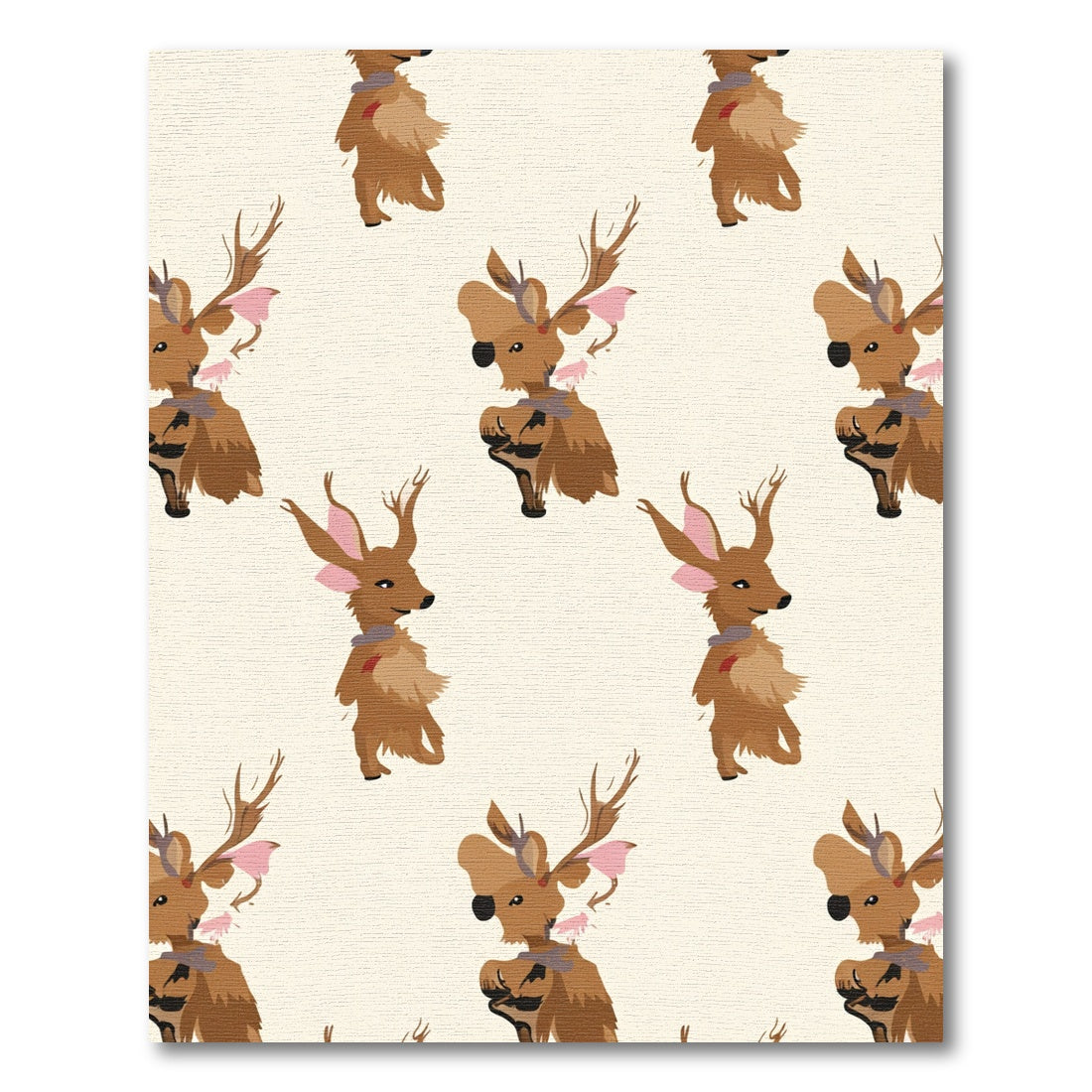 Whimsical Brown Deer Meadow repeat Rug