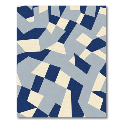 Abstract Geometric Navy Blue Composition Rug
