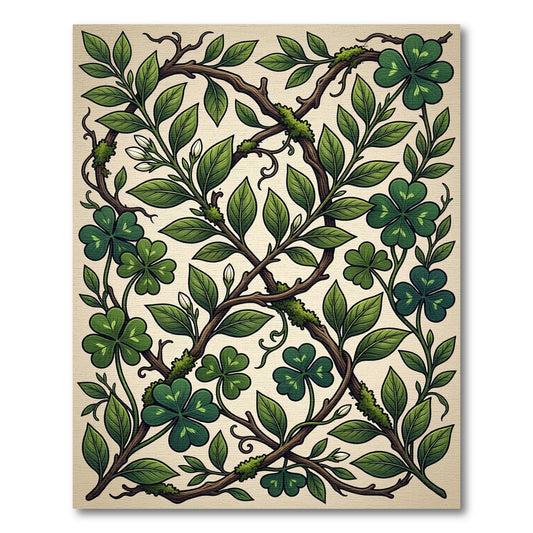Botanical Emerald Clover and Moss Vine Rug