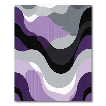 Abstract Purple Gray Wave Overlay Rug