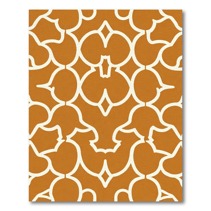 Burnt Orange Curving Lattice Rug