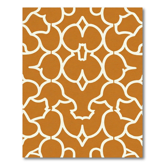 Burnt Orange Curving Lattice Rug