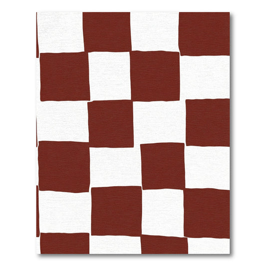 Classic Brown White Checkerboard Squares Rug