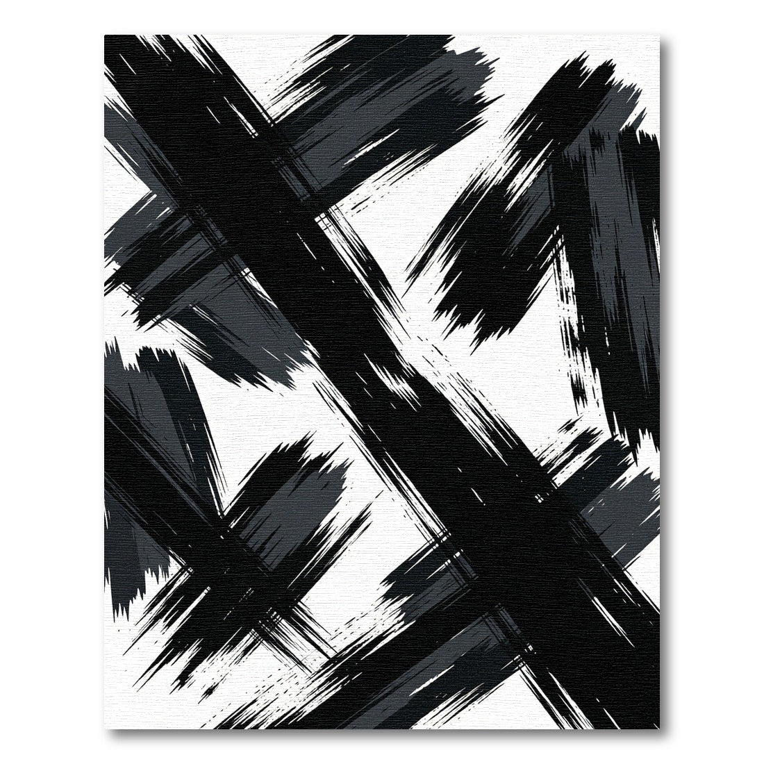 Bold Black Brush Stroke Abstract Rug