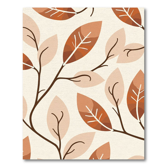 Earthy Autumn Leaf Branch Arrangement Rug