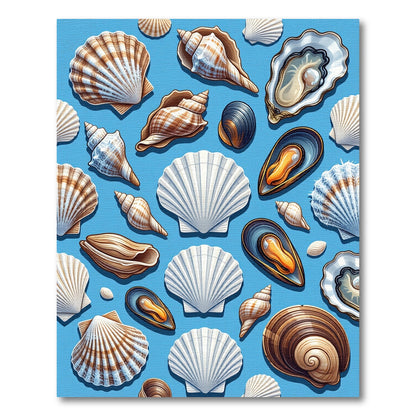 Blue Coastal Seashell Marine Ocean Art Rug