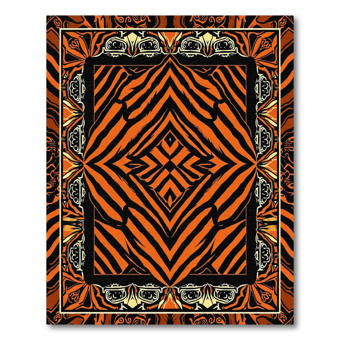 Bold Orange Black Tiger Stripes Rug