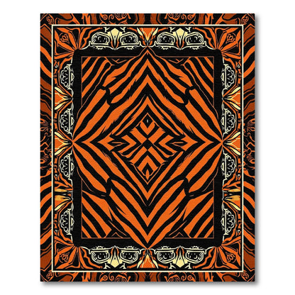 Bold Orange Black Tiger Stripes Rug