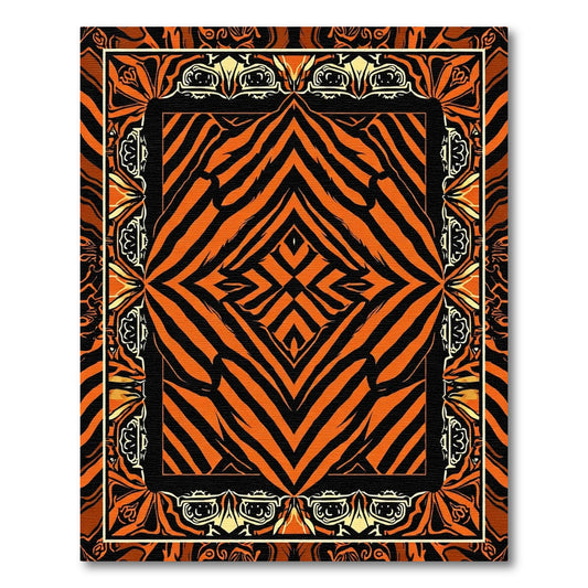 Bold Orange Black Tiger Stripes Rug