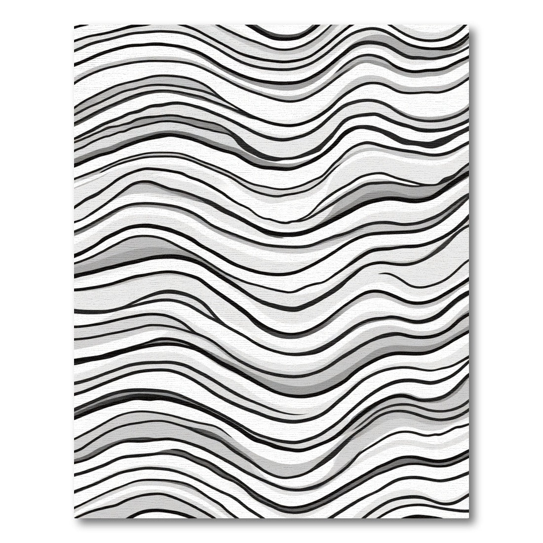 Black White Wavy Stripe Abstract Rug