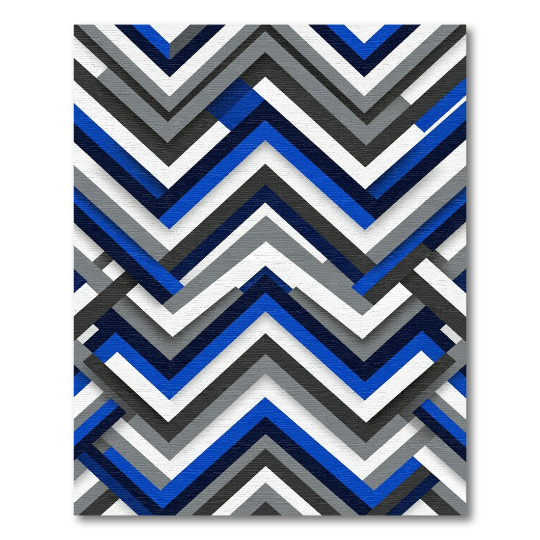 Modern Blue Silver Chevron Geometric Rug