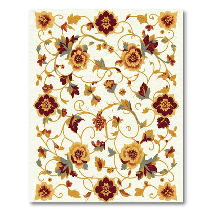 Crimson Gold Floral Vine Garden Rug