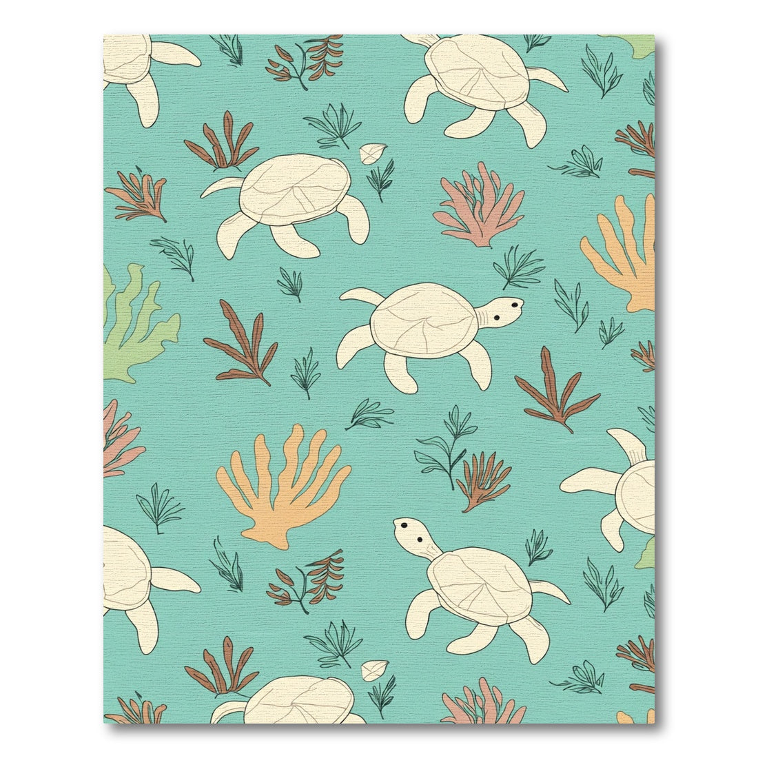 Sea Turtle Coral Reef Pattern Rug