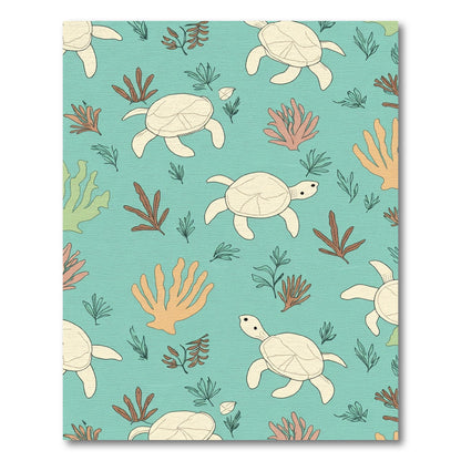 Sea Turtle Coral Reef Pattern Rug