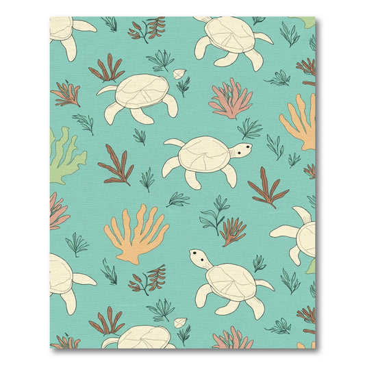 Sea Turtle Coral Reef Pattern Rug