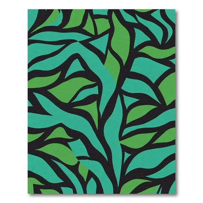 Teal Green Abstract Leaf Swirl Rug