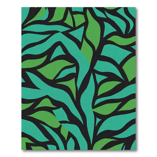 Teal Green Abstract Leaf Swirl Rug