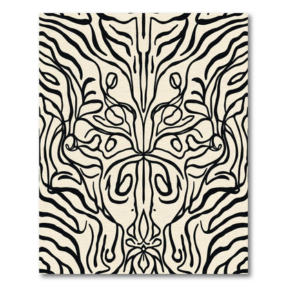 Ornate Cream Black Floral Swirl Rug