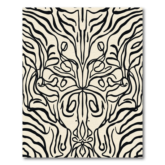 Ornate Cream Black Floral Swirl Rug