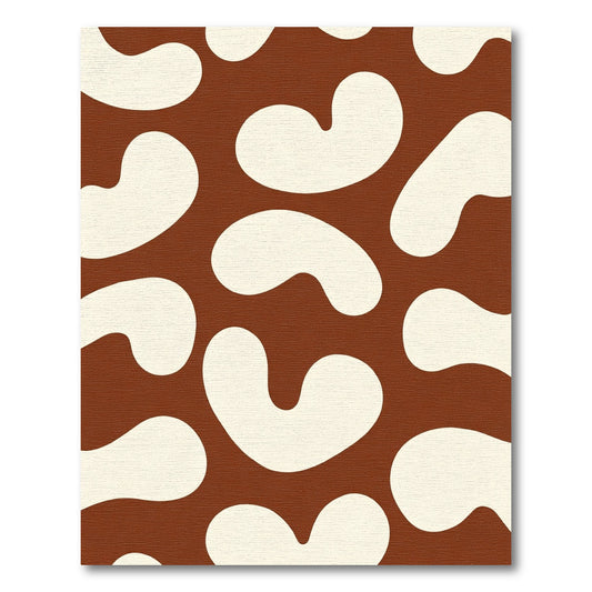 Organic Abstract Cloud Shapes Brown Cream Rug