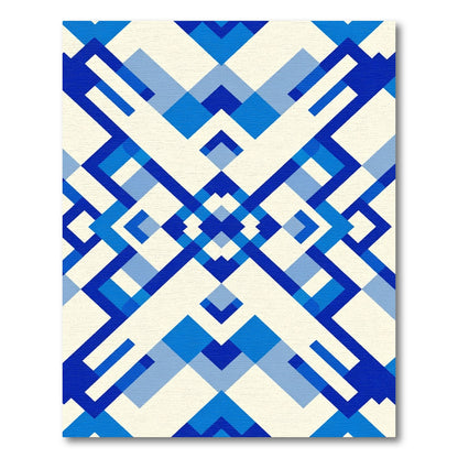 Bold Blue Geometric Abstract Composition Rug