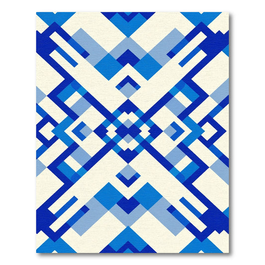 Bold Blue Geometric Abstract Composition Rug