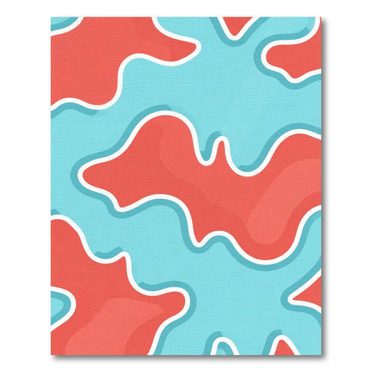 Coral Teal Organic Wave Rug
