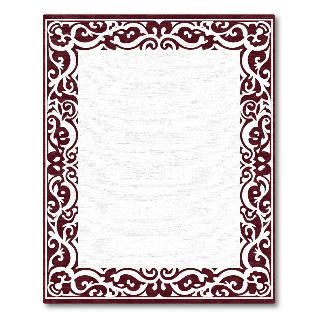 Deep Crimson Ornamental Border Rug