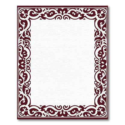 Deep Crimson Ornamental Border Rug