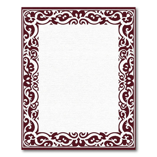 Deep Crimson Ornamental Border Rug