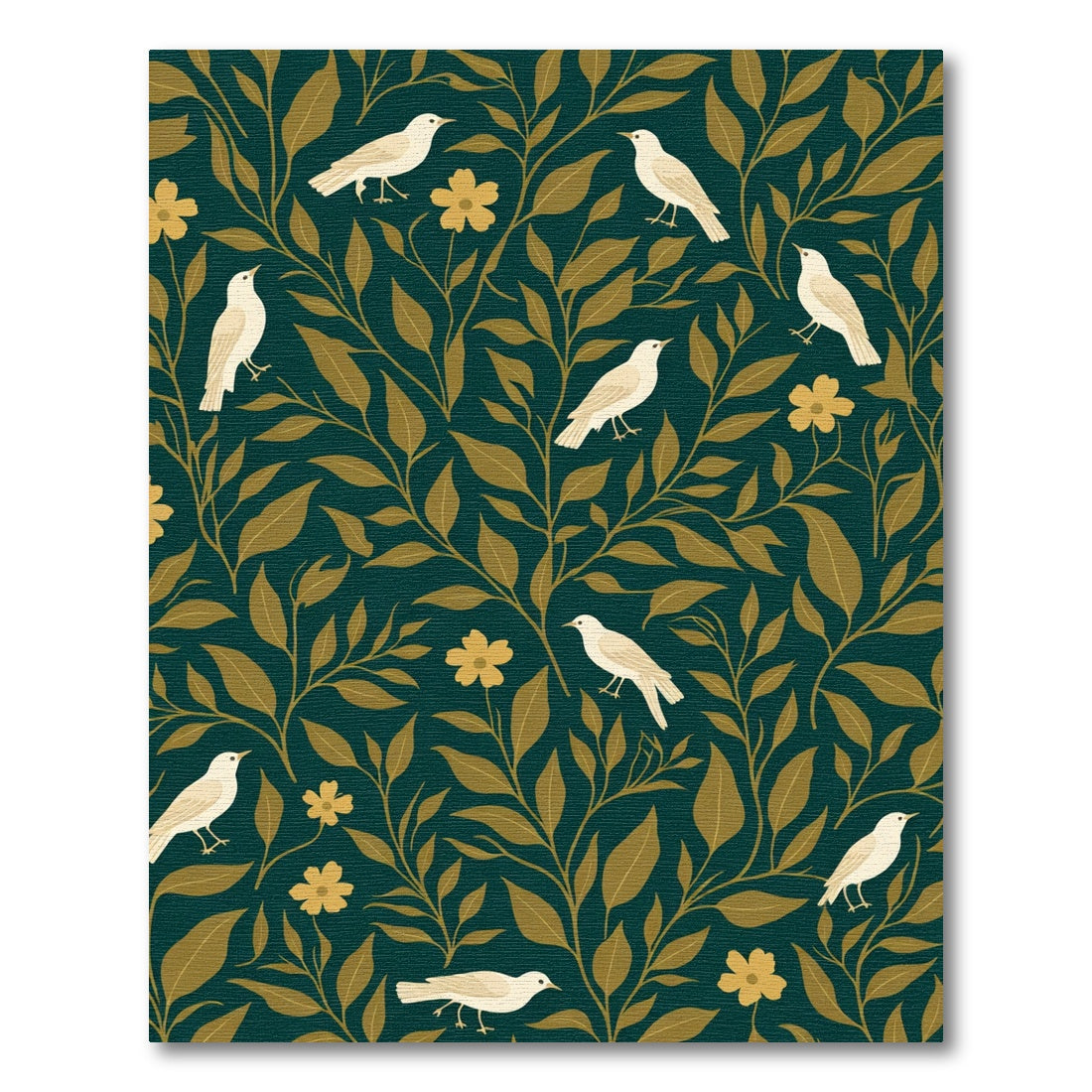 Gold Birds Floral Art Nouveau Rug