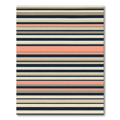 Coral Tan Stripe Contemporary Rug