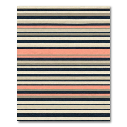 Coral Tan Stripe Contemporary Rug